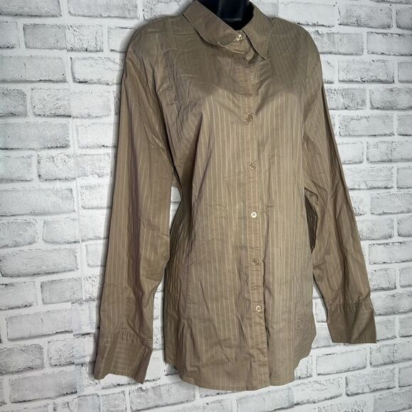 Lane Bryant Pin Striped Button Down Shirt Blouse Size 22/24 - Picture 2 of 4